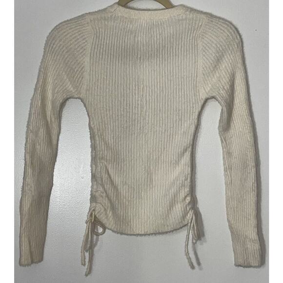 Princess Polly Cropped Jessica Sweater Cream Stretch Plush Cinch Womens S/M - Picture 3 of 7